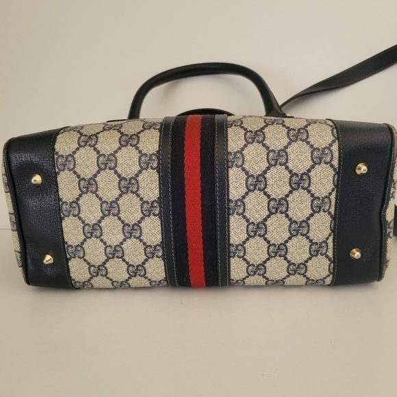 GUCCI VINTAGE BLUE MONGRAM OPHIDIA BOSTON BAG.,AUTHENTIC. - Picture 6 of 17